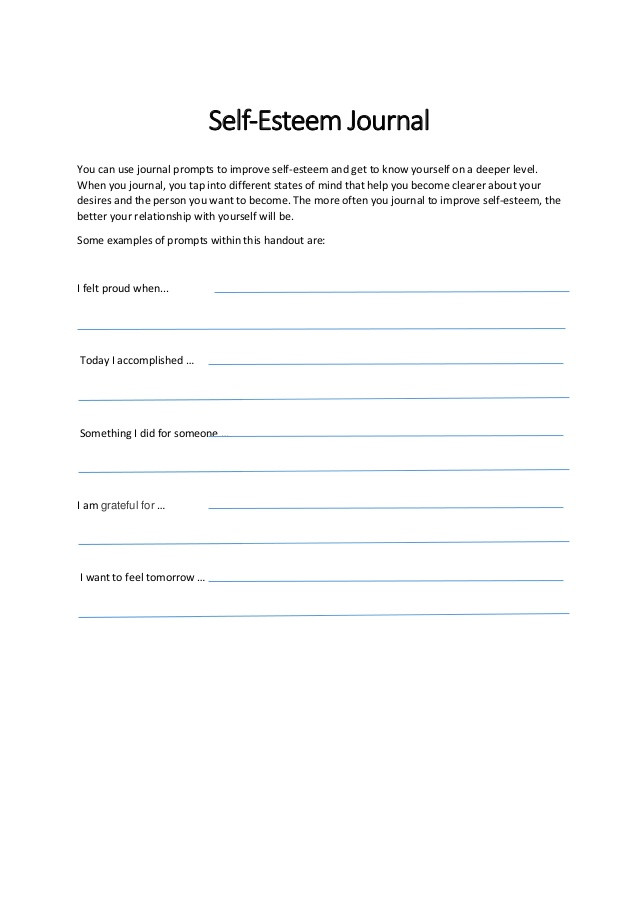Printable Self Esteem Worksheets Printable Self Esteem Worksheets for Kids Teens and Adults