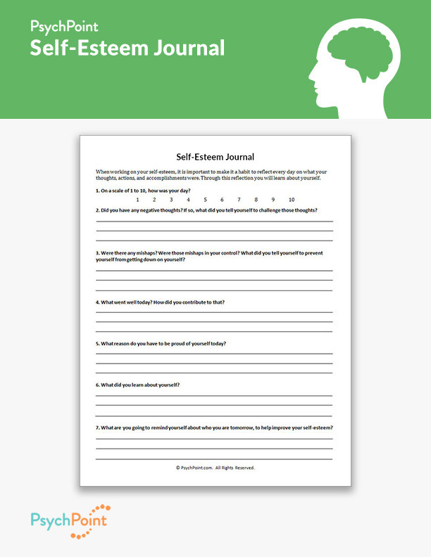 Printable Self Esteem Worksheets Self Esteem Journal Worksheet