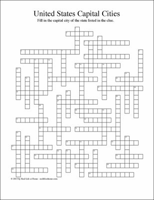 Printable State Capital Quiz United States State Capitals Crossword Puzzle Free Printable