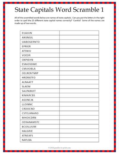 Printable State Capitals Quiz Free Printable Map Usa with Capitals