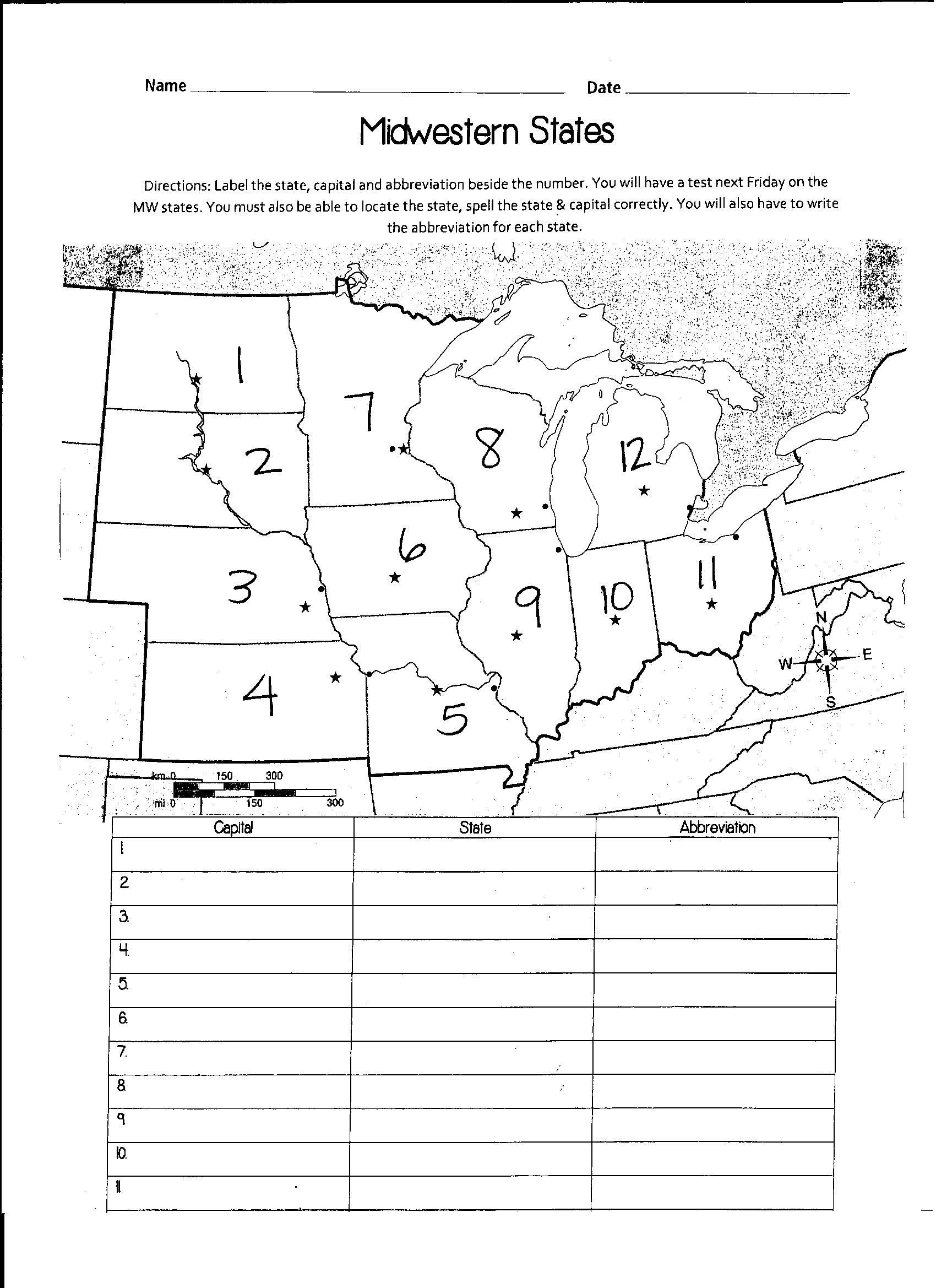 Printable States and Capitals Quiz Image Result for Numbered States Map In West Regions Of
