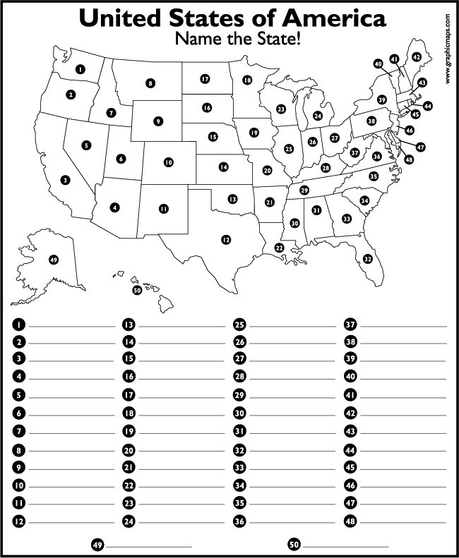 Printable States and Capitals Quiz States and Capitals Map Quiz 50 States and Capitals