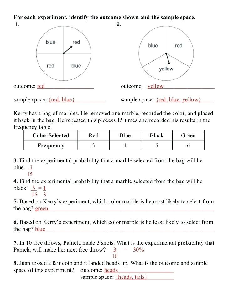 Probability Worksheet 4th Grade Free Probability Worksheets – Goodaction