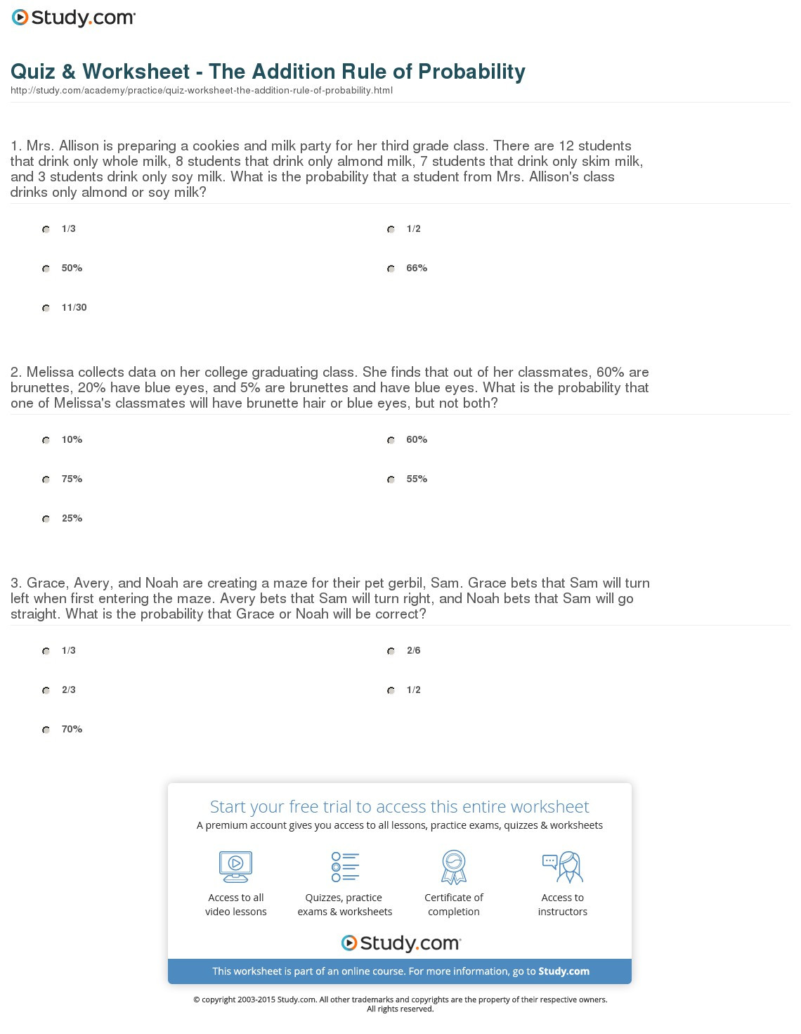 Probability Worksheet 4th Grade Probability Worksheets for 5th Grade