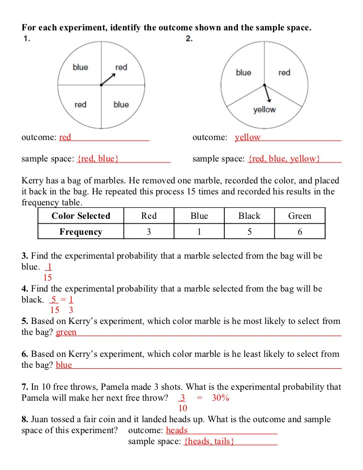 Probability Worksheet 5th Grade Math Probability Worksheets &amp; Of Data Analysis and