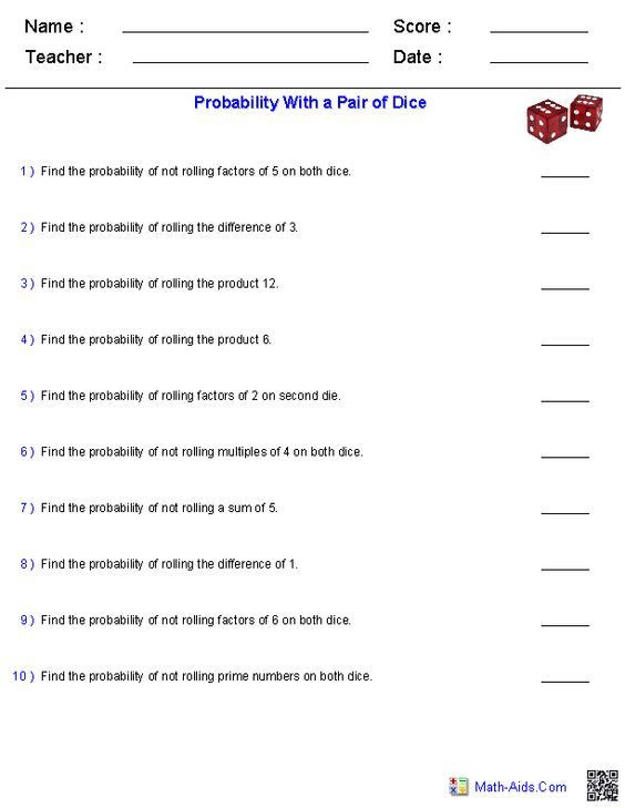 Probability Worksheet 5th Grade Probability Worksheets