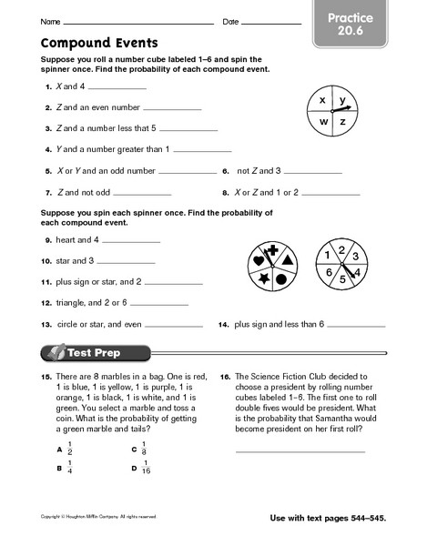 Probability Worksheet 6th Grade Pound events Practice 20 6 Worksheet for 6th 8th