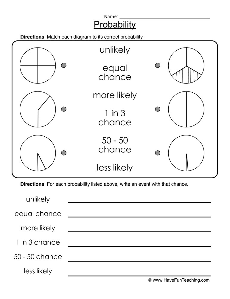Probability Worksheet 6th Grade Probability Worksheet