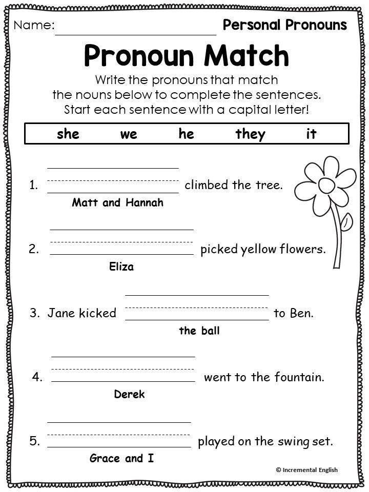 Pronoun Worksheets for 2nd Grade Pronoun Worksheets and Activities Unit at the Park with