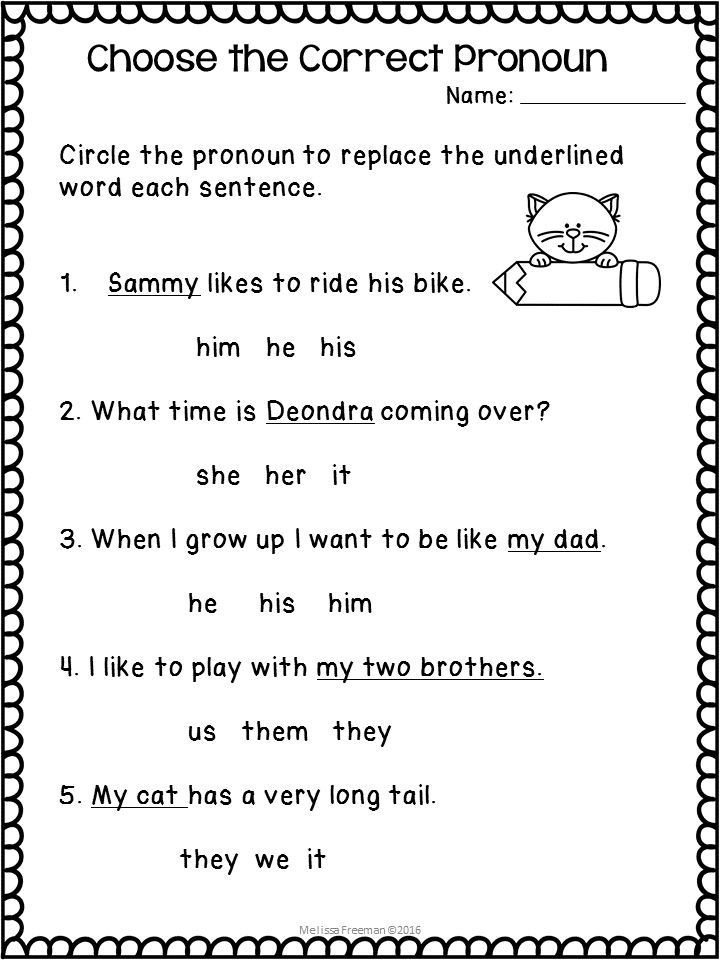 Pronoun Worksheets for 2nd Grade Pronouns Worksheets