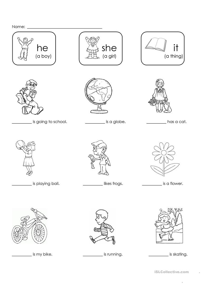 Pronoun Worksheets for Kindergarten Free He She or It English Esl Worksheets for Distance