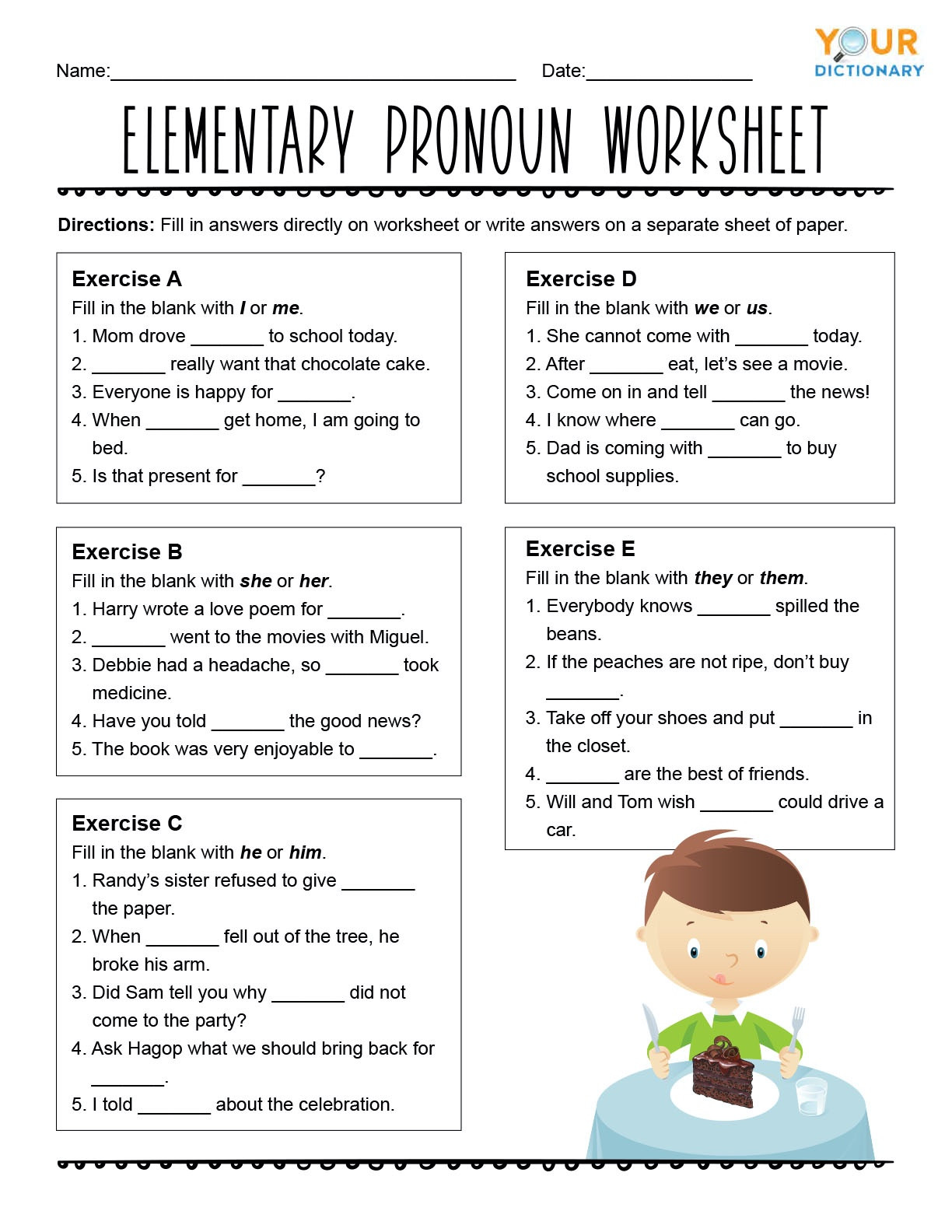 Pronouns Worksheets 5th Grade Pronoun Worksheets for Practice and Review