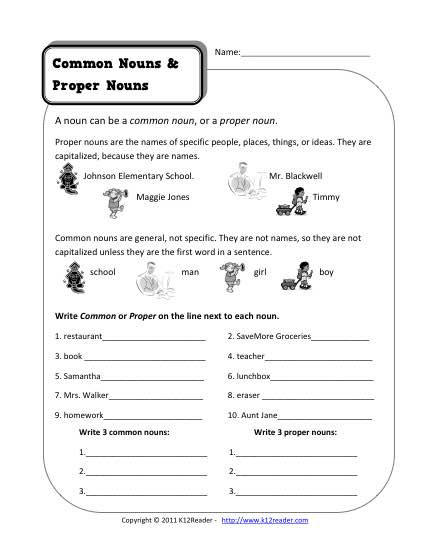 Proper Nouns Worksheet 2nd Grade Mon and Proper Nouns