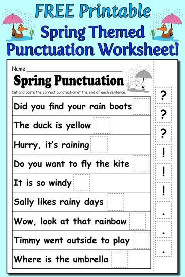 Punctuation Worksheets for Kindergarten Printable Spring Punctuation Worksheet