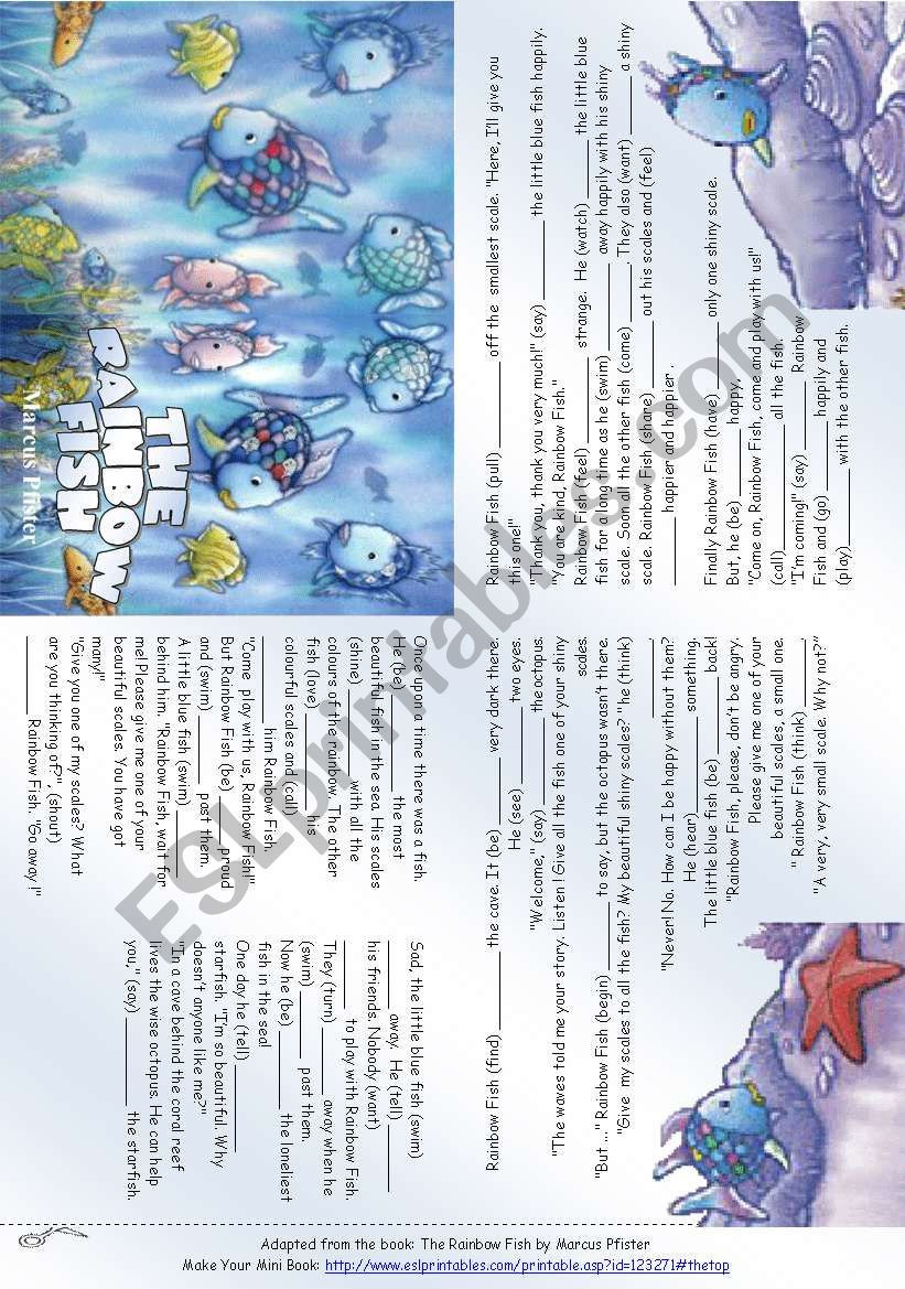 Rainbow Fish Printable Worksheets the Rainbow Fish Story Mini Book Esl Worksheet by Alenka