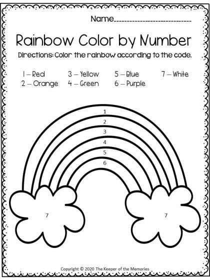 Rainbow Worksheets Preschool Free Printable Color by Number Rainbow Preschool Worksheet