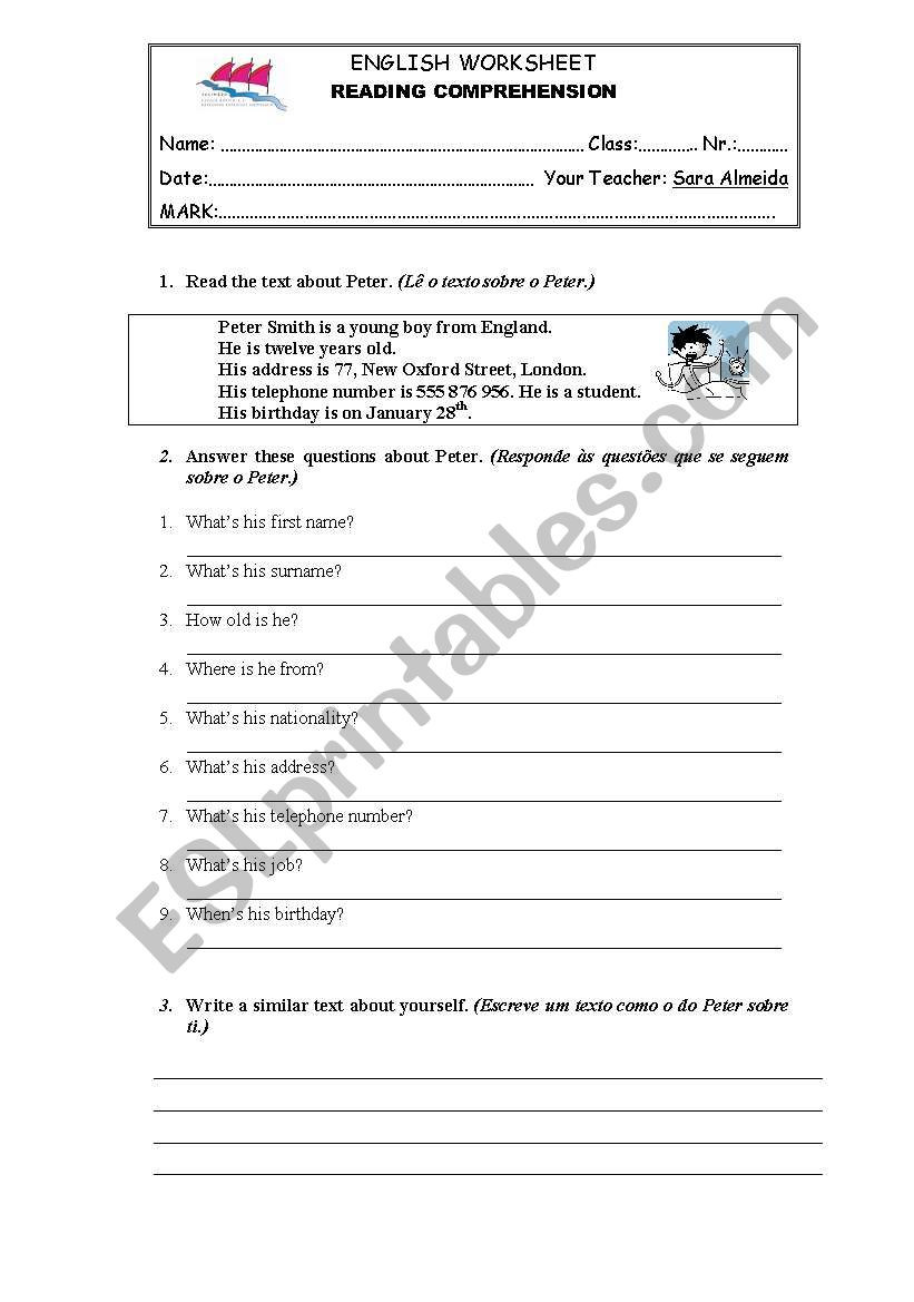 Reading Worksheets 5th Grade Reading Prehension Worksheet 5th Grade Esl Worksheet by