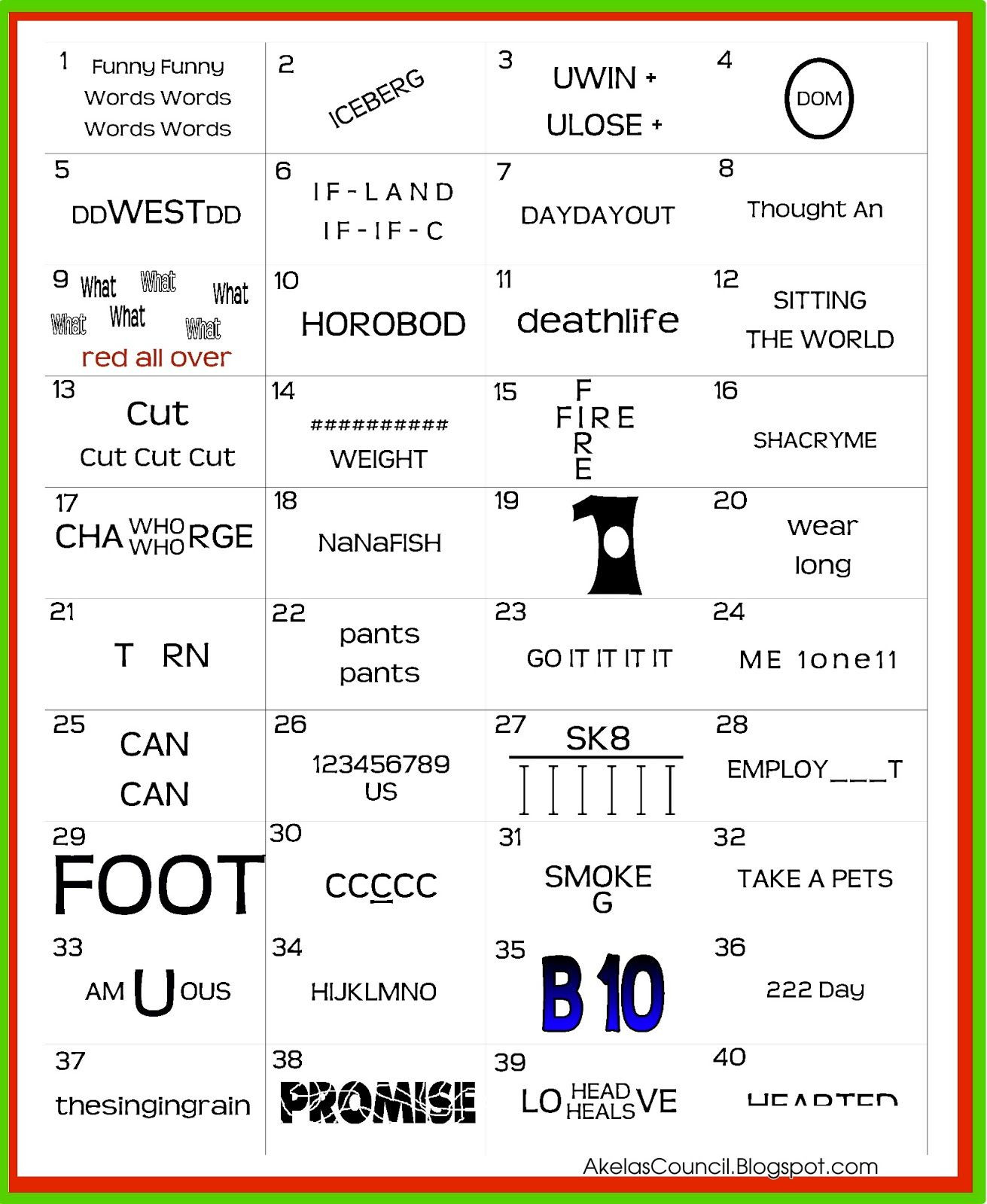 20 Rebus Brain Teasers Printable Desalas Template