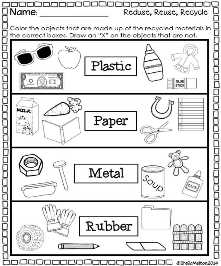 Recycling Worksheets for Kindergarten Reduce Reuse Recycle