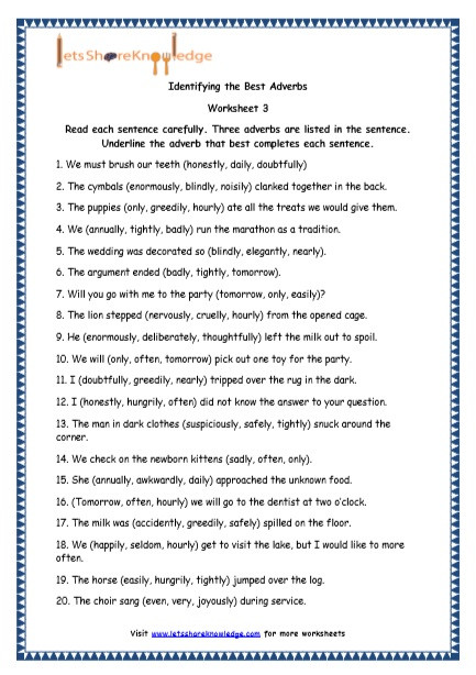 Relative Adverbs Worksheet 4th Grade Grade 4 English Resources Printable Worksheets topic