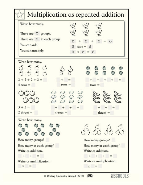 Repeated Addition Worksheets 2nd Grade Multiplication as Repeated Addition Worksheet for 2nd 3rd