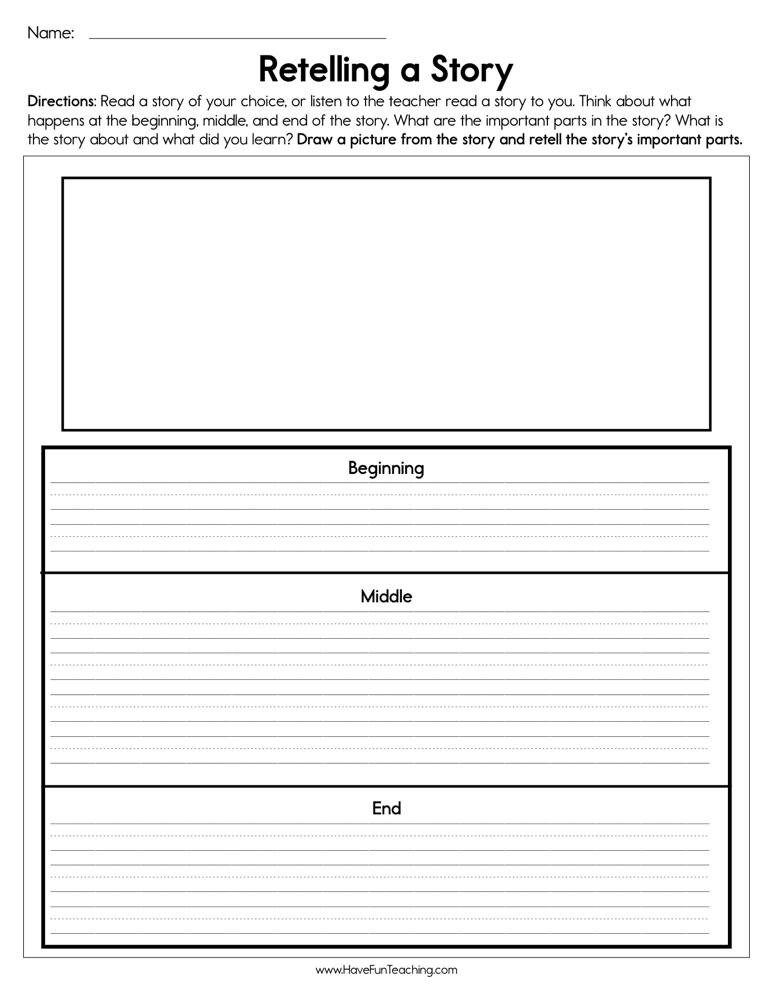 Retell Worksheet First Grade Retelling A Story Worksheet
