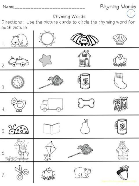 Rhyming Worksheets for Preschool Rhyming Picture Cards with Printables