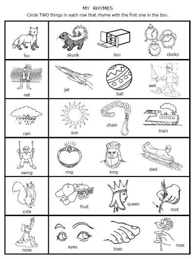 Rhyming Worksheets for Preschoolers Free Printable Rhymes Rhyming Words Worksheets for Preschool