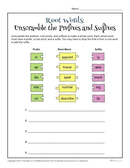 Root Words Worksheet 5th Grade Root Words and Affixes Worksheets – Leter