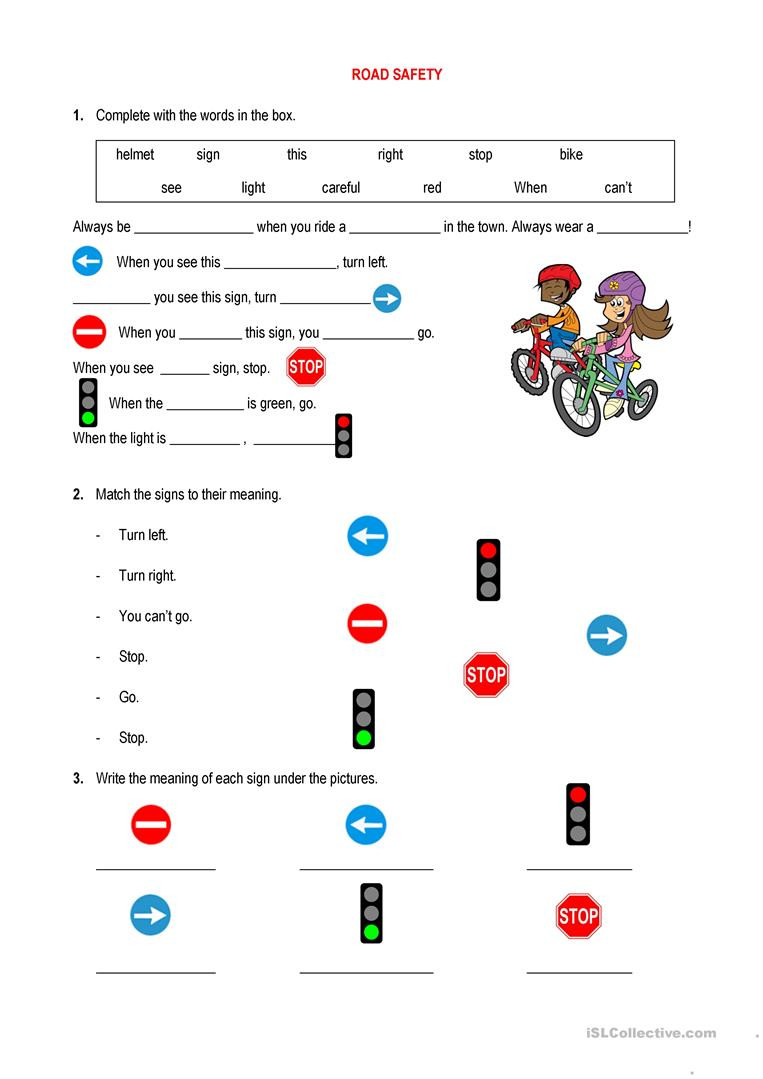 Safety Signs Worksheets for Kindergarten Road Safety English Esl Worksheets for Distance Learning