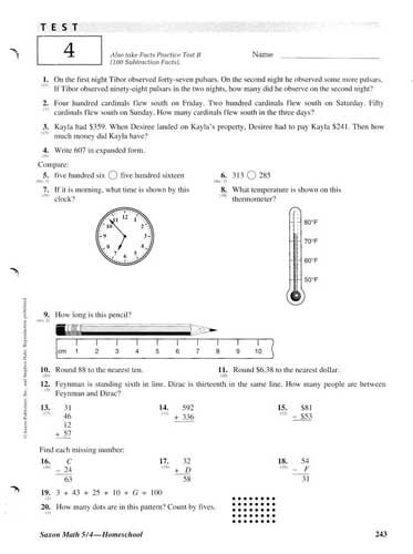 Saxon Math 6th Grade Worksheets Saxon Math 54 Plete Homeschool Kit 3rd Edition