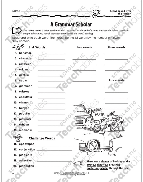 Schwa sound Worksheets Grade 2 A Grammar Scholar Schwa sound with the Letter R