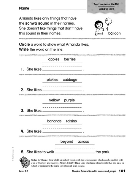 Schwa sound Worksheets Grade 2 Phonics Schwa sound In Across and People Worksheet for 1st