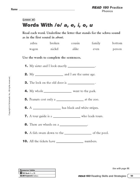 Schwa sound Worksheets Grade 2 Schwa sound Lesson Plans &amp; Worksheets Reviewed by Teachers