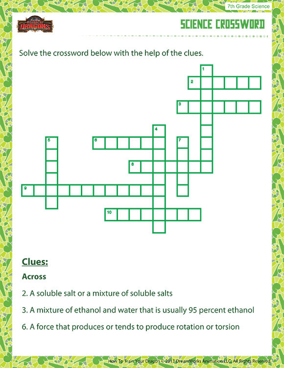 Science Worksheets for 7th Grade Science Crossword View – 7th Grade Printable Pdfs Worksheet