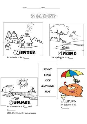 Seasons Worksheets for Kindergarten Seasons Weather