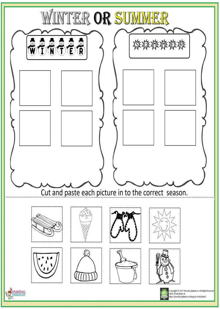 Seasons Worksheets for Preschoolers Cut and Paste Season Worksheet – Preschoolplanet