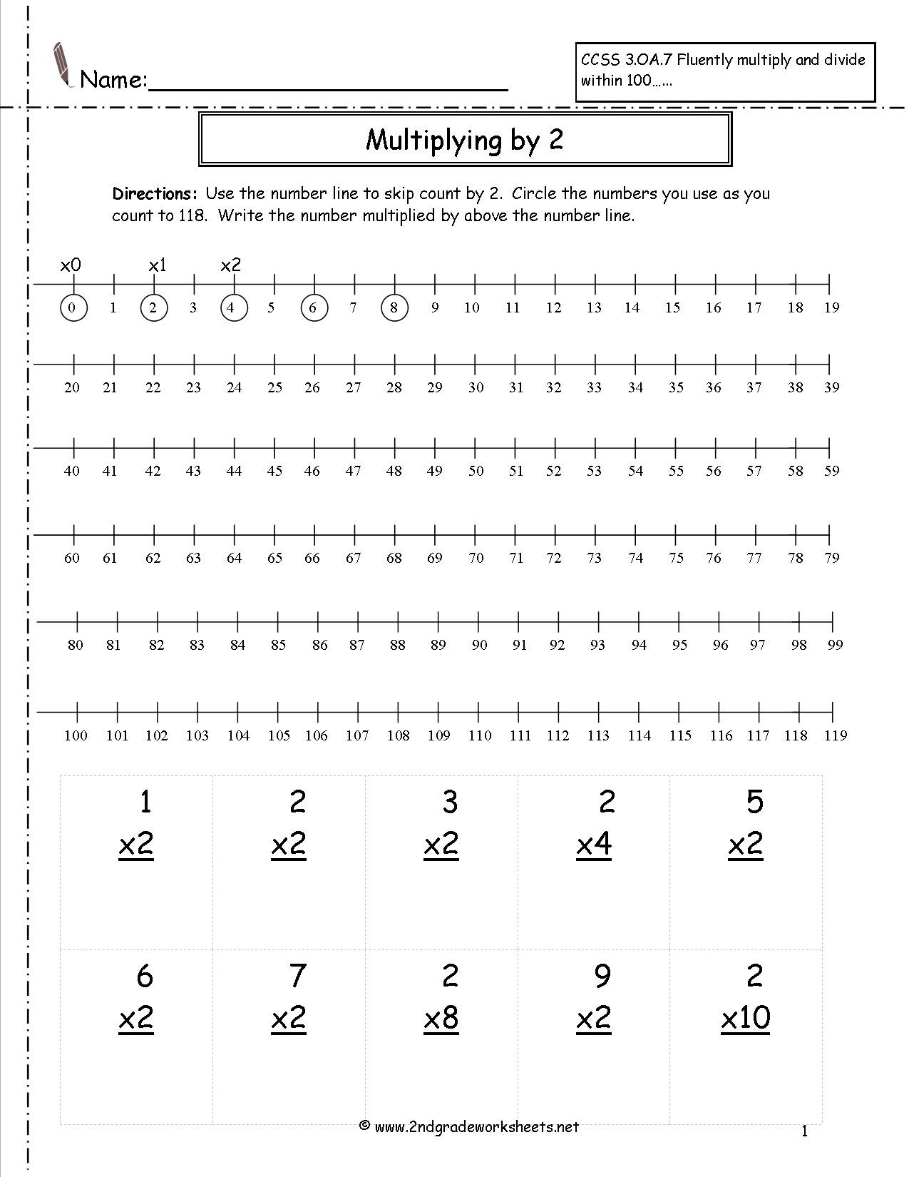 Second Grade Number Line Worksheets Multiplication Worksheets and Printouts