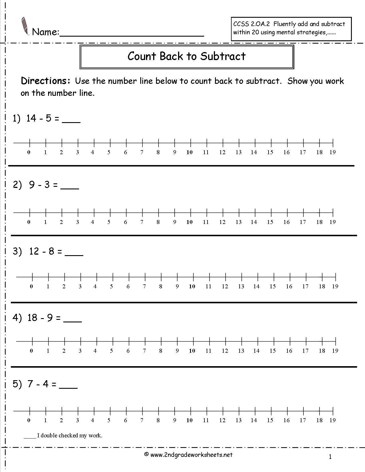 Second Grade Number Line Worksheets Number Line Subtraction Worksheet