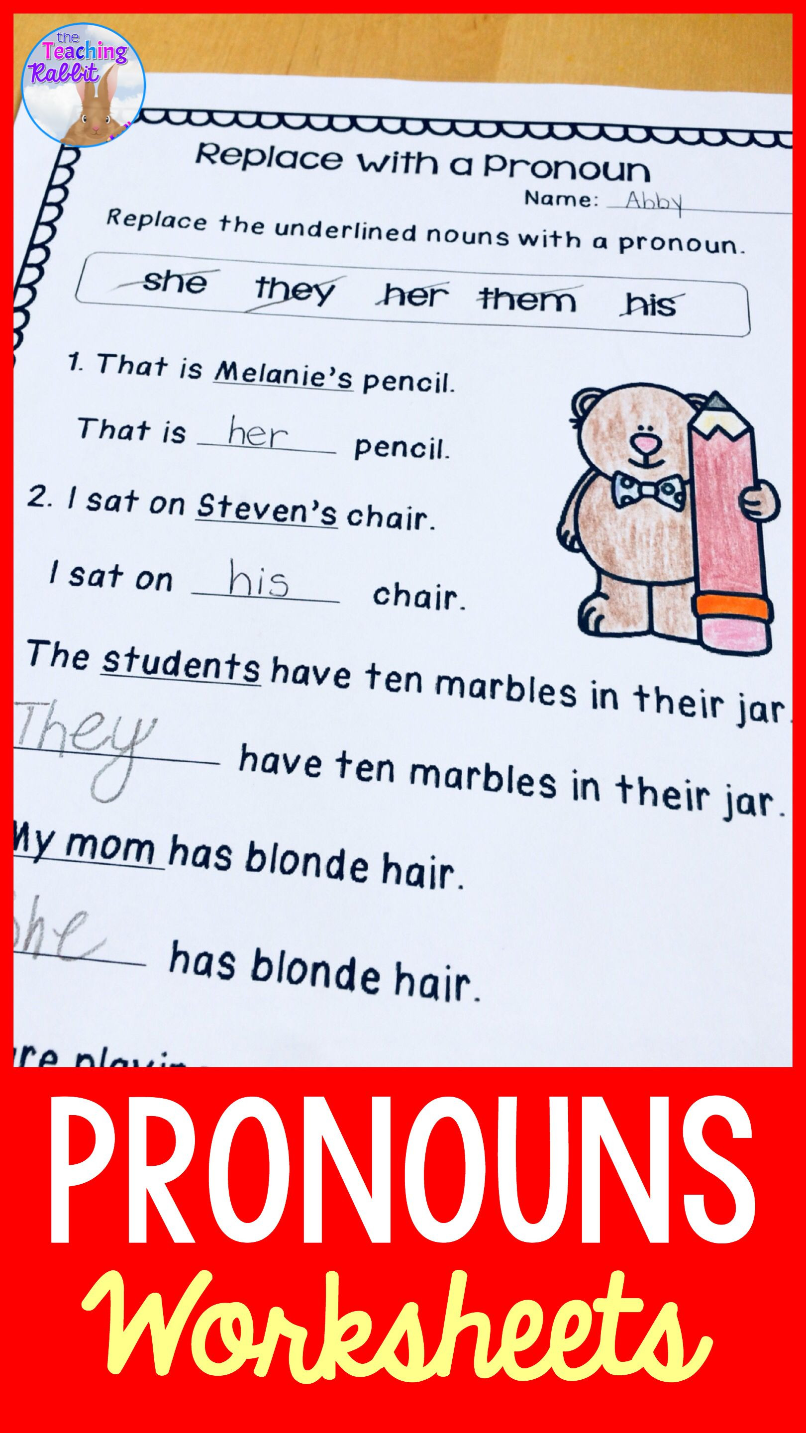 Second Grade Pronouns Worksheet Pronouns Worksheets