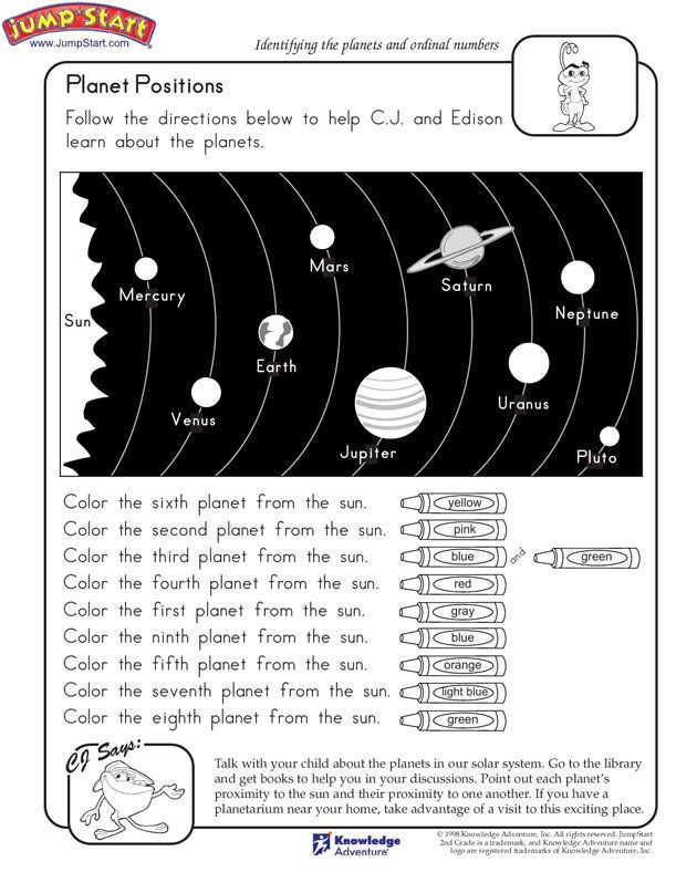 Second Grade Science Worksheets Free Planet Positions&quot; – 2nd Grade Free Science Worksheet for