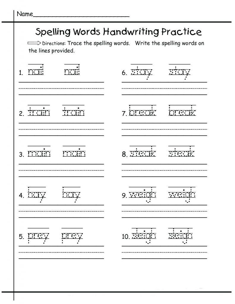 Second Grade Spelling Worksheets Kindergarten Handwriting Worksheets with Free