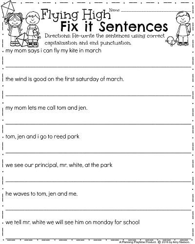 Sentence Worksheets First Grade 1st Grade Writing Activities for March