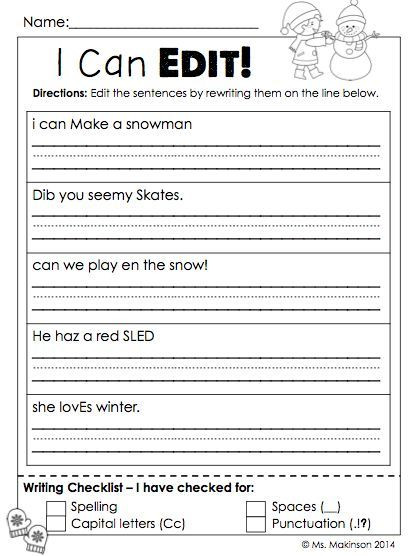 Sentence Worksheets First Grade January Printables First Grade Literacy and Math
