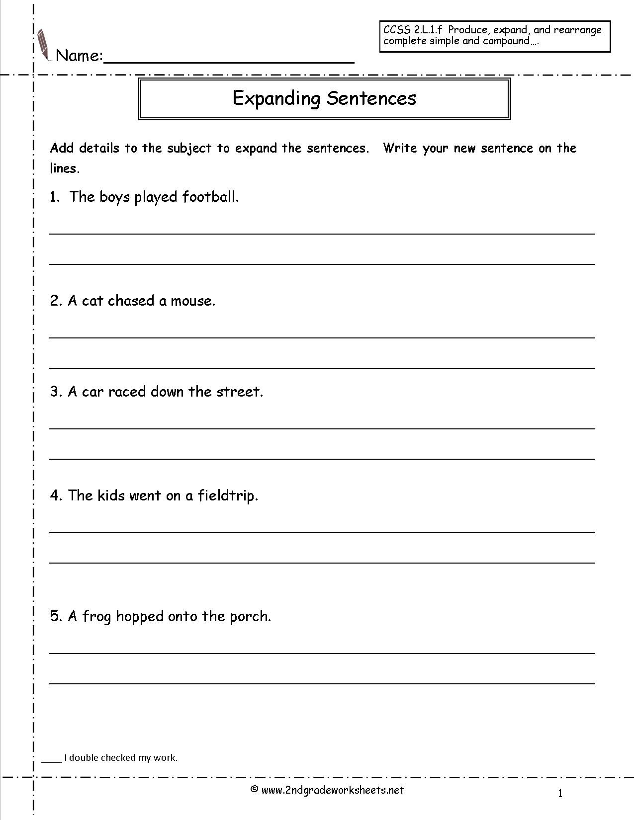 Sentence Worksheets for First Grade Joining Words Worksheet for Grade 2