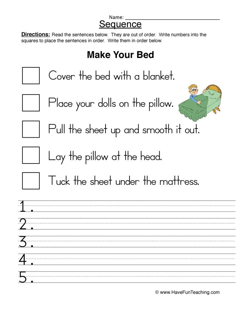 Sequencing Worksheets 2nd Grade Making A Bed Sequence Worksheet