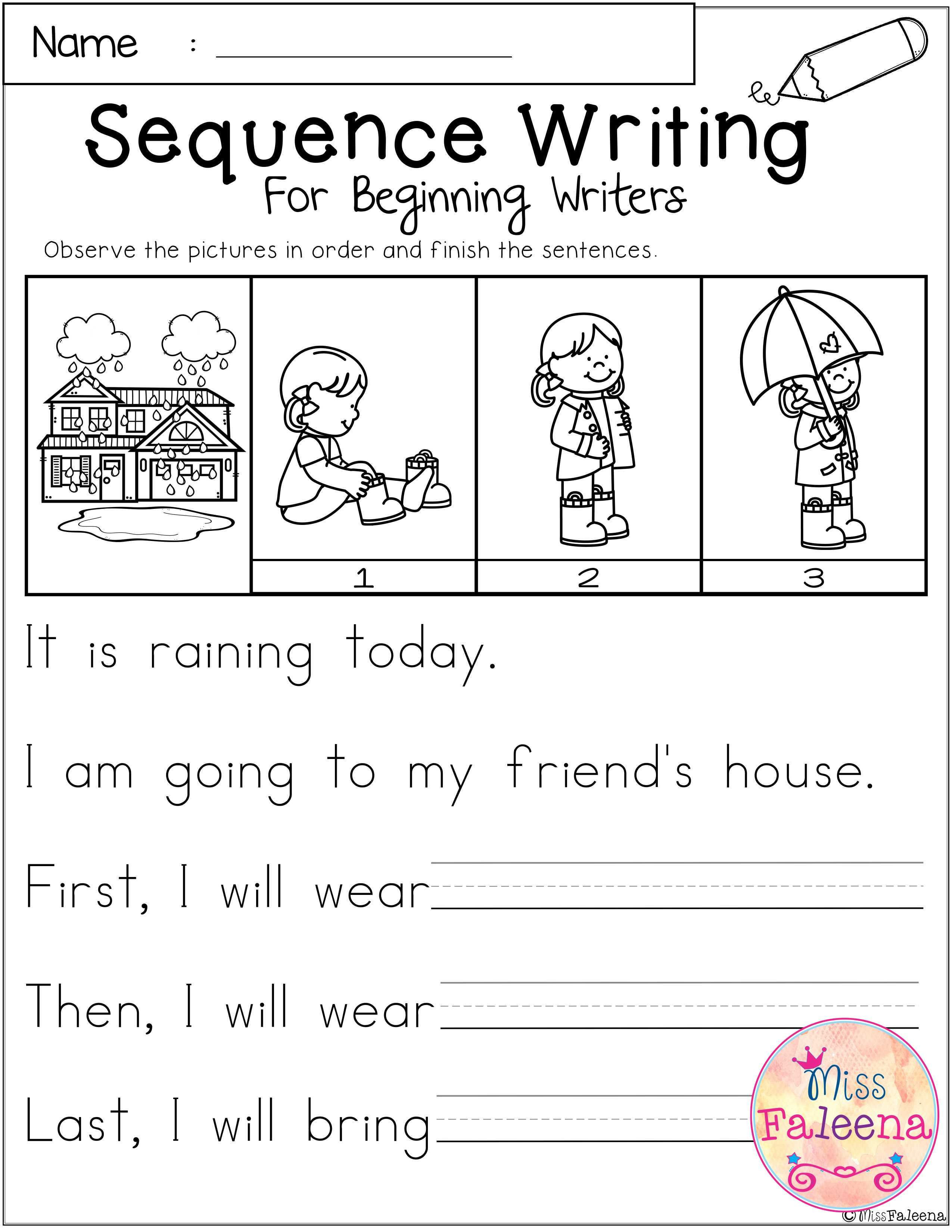 Sequencing Worksheets Kindergarten March Sequence Writing for Beginning Writers