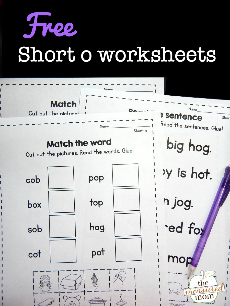 Short A Worksheet First Grade Free Short O Worksheets the Measured Mom
