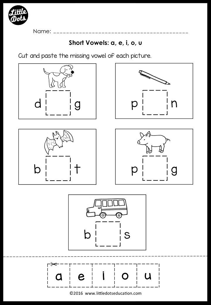 Short Vowel Worksheet Kindergarten Short Vowels Middle sounds Worksheets and Activities