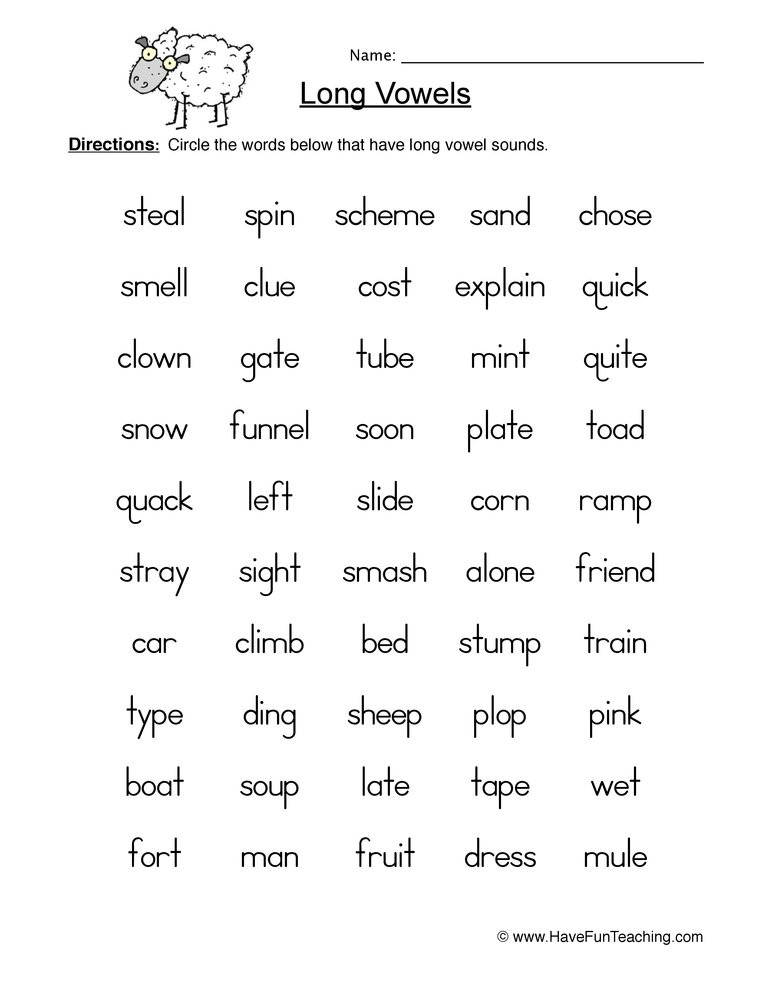 Short Vowel Worksheets 1st Grade Long Vowel Worksheets Kindergarten &amp; Long and Short Vowel